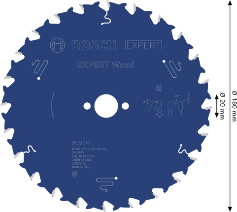 BoschEXPERT 木工圆锯片 180 毫米 T24。